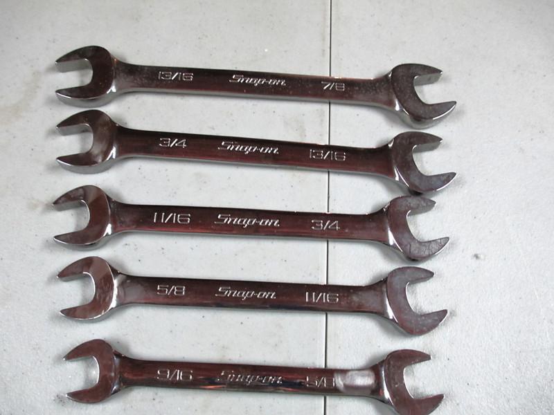 Snap on 5 pc open end sae wrench set 9/16" to  7/8"