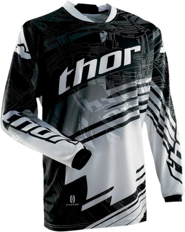 New thor motocross phase black swipe offroad jersey. men's large / l