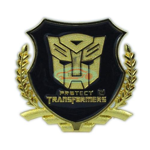 2pcs gold chrome metal rear side emblem badge sticker for transformers car