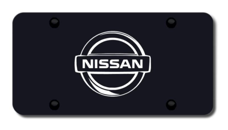 Nissan logo laser etched on black license plate made in usa genuine