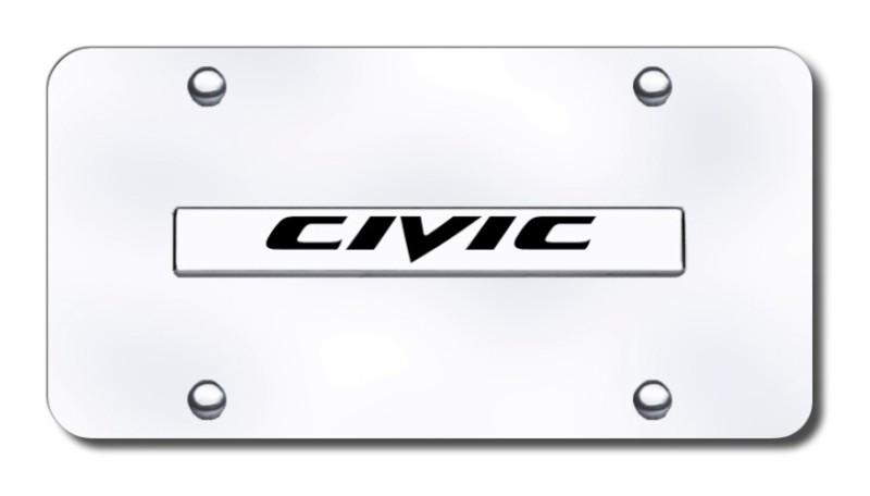 Honda civic name chrome on chrome license plate made in usa genuine