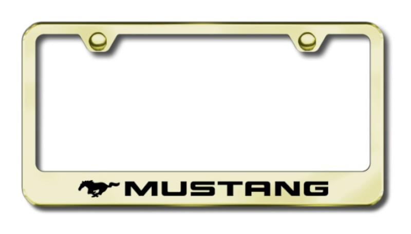 Ford mustang  engraved gold license plate frame -metal made in usa genuine