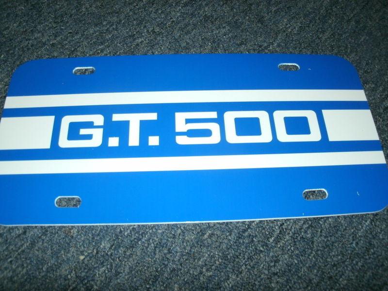 Shelby cobra mustang gt500 gt-500 side stripe logo license plate blue / white ne