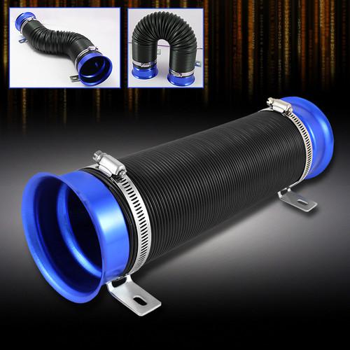 3" fully flexible adjustable extendable blue cold air intake duct kit pipe/tube