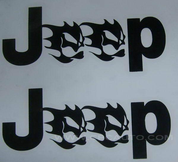 Car  vinyl decals sticker jeep skull flame 2pcs   #718