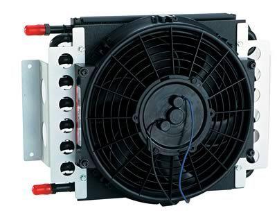 Derale 13700 oil cooler 10" x 12.5" x 4" cooler 10" fan -6 an male kit