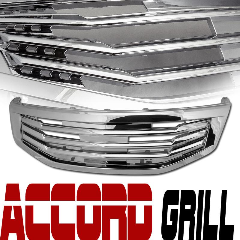 Chrome mu sport badgeless front hood bumper grill grille 11-12 honda accord 4dr
