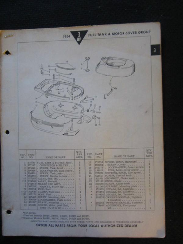 1964 evinrude outboard 3 hp parts catalog manual lightwin ducktown fisherman