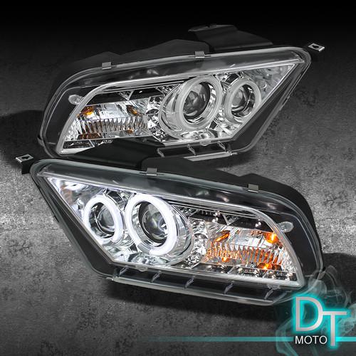 10-13 mustang ccfl halo projector headlights w/daytime drl led running lights