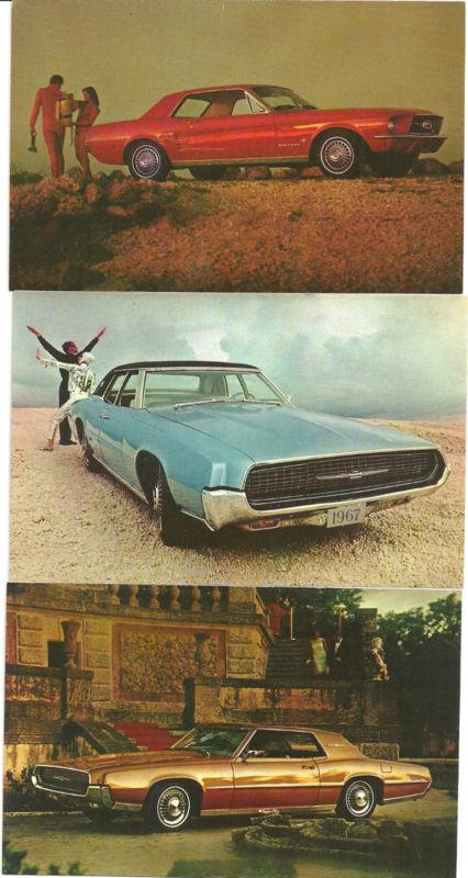 1967 ford original dealership promo post cards,  three different