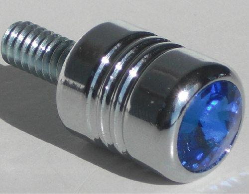 Chrome billet & blue swarovski crystal air cleaner bolt for harley twin cam