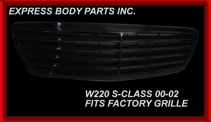 2000-2002 w220 grille all black grille s-class s430 s500 s55 bumper 2001 ns