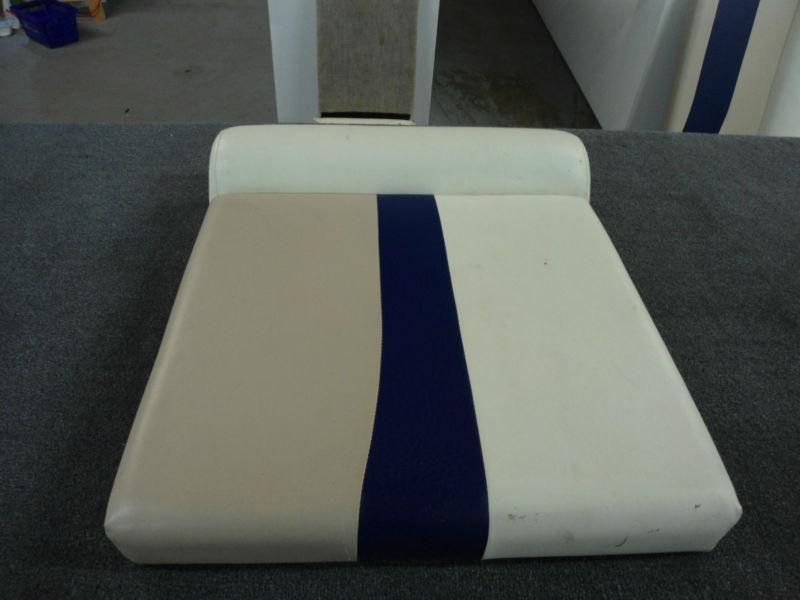 Pontoon boat cushion blue/white/beige furniture 27.5"x24"x4" (stock #ks-47)