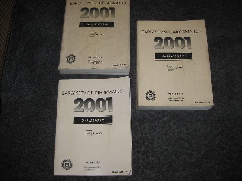2001 oldsmobile aurora early information factory gm repair service 3 manual set