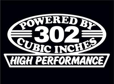 2 high performance 302 cubic inches decal set hp v8 engine emblem 5.0 stickers