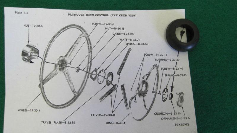 1951-1959 plymouth, dodge, desoto chrysler rubber horn insulator cushion new