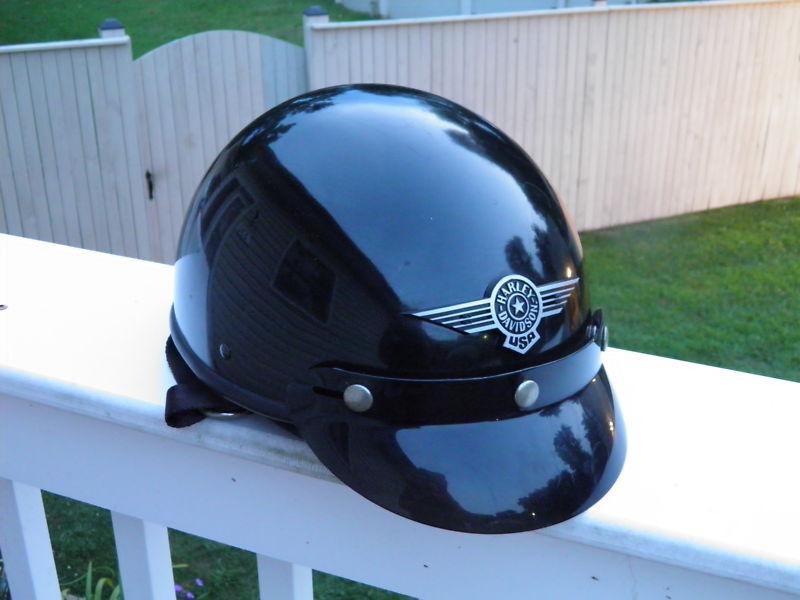 Harley davidson fat boy helmet half shell oem-dot 1991 w/vents & visor sz xl
