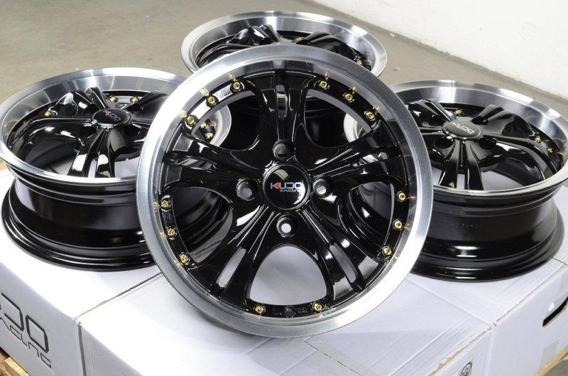 14" black kudo wheels rims 4x100 yaris aerio neon titan protege miata prelude