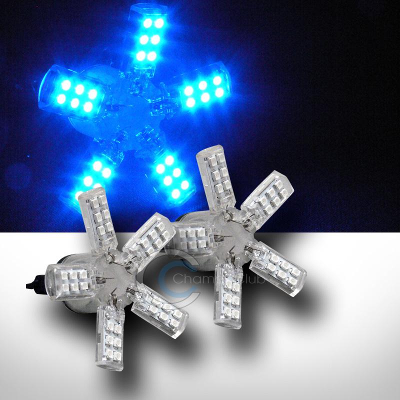 2pc 3157 spider lite 5-arm blue 40x smd led brake/stop tail light bulb dc 12v