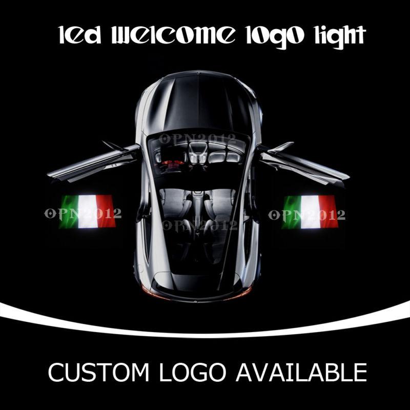 Car door welcome projector italian flag logo ghost shadow led puddle light