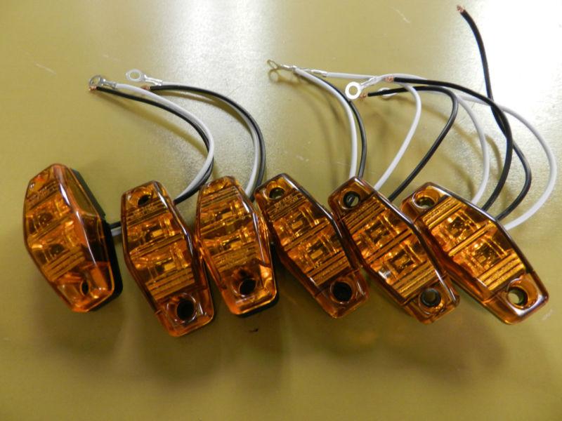 (6) amber led camper trailer light 2 diode surface mount clearance optronics  