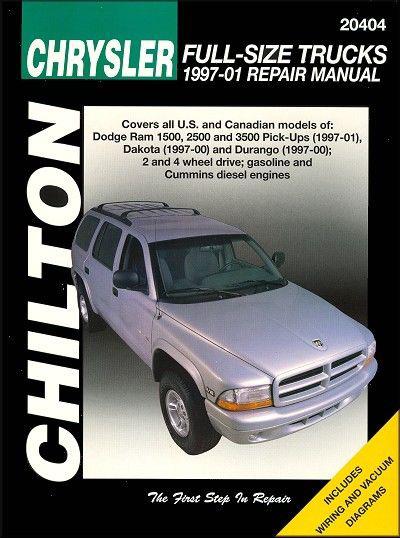 Dodge ram pick-ups, dakota, durango repair manual 1997-2001