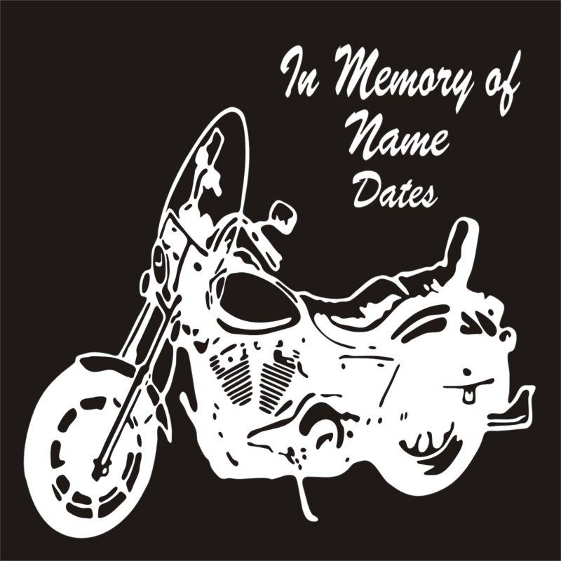 In memory of vinyl decal fatboy motorcycle indian harley window sticker qty 4