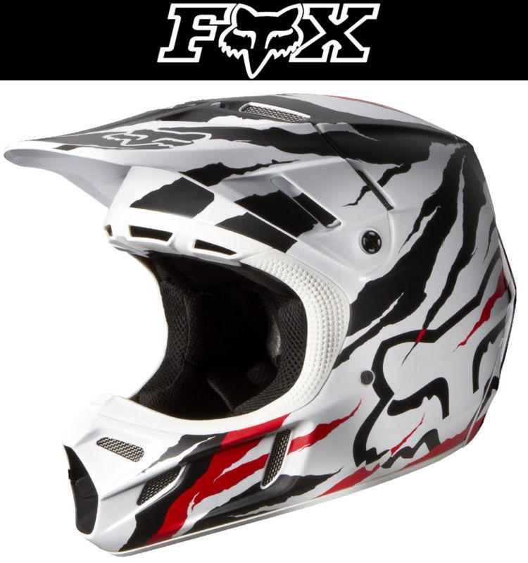 Fox racing v4 forzaken carbon red white dirt bike helmet motocross mx atv 2014