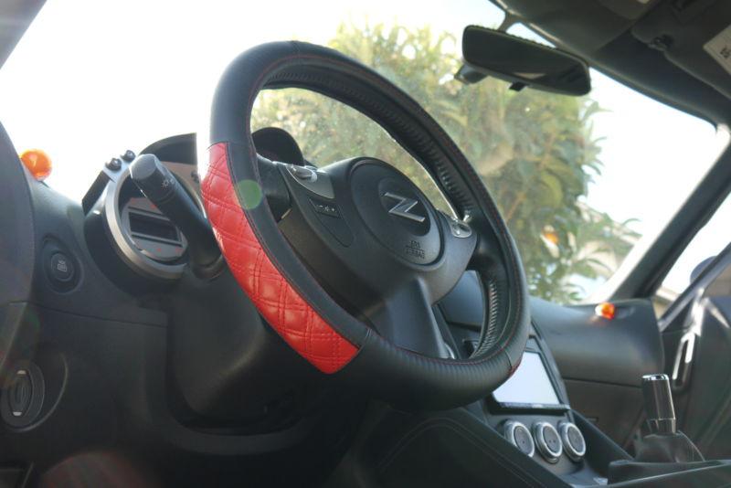 Circle cool car steering wheel wrap cover trim black+red leather 57009 van sport