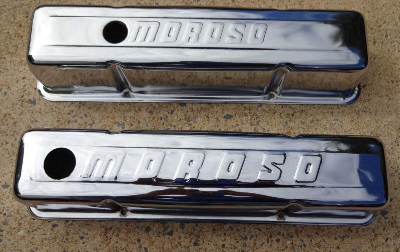 Moroso  stamped steel valve covers tall chrome chevy small block