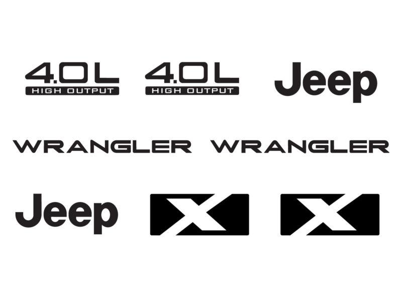 Set of jeep wrangler x refresh vinyl stickers decals cj tj 4.0l 4.0 l