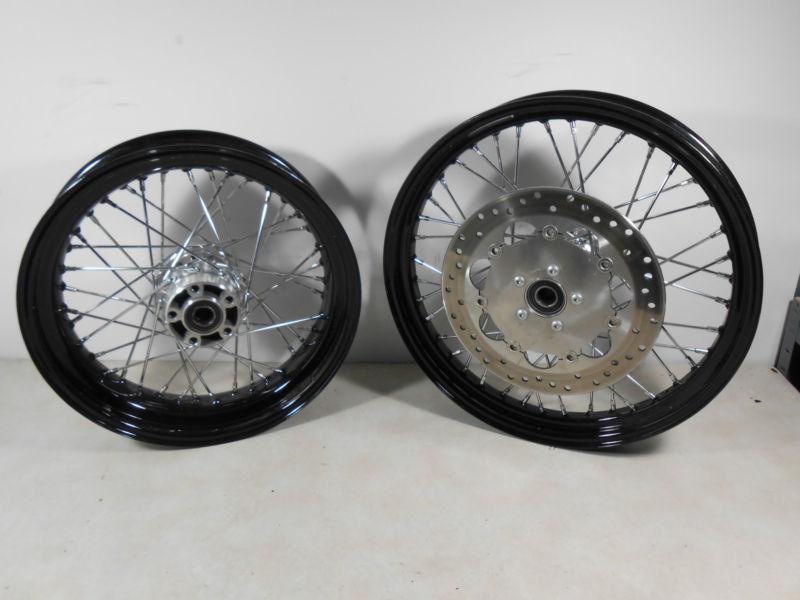 Harley davidson black/chrome 40 spoke wheels - dyna '08-later
