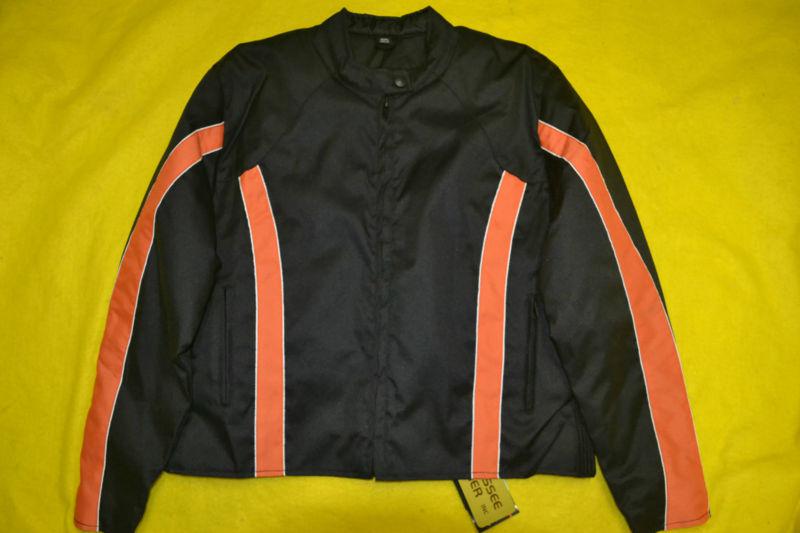 Women’s motorcycle biker jacket size 4xl black with orange stripes