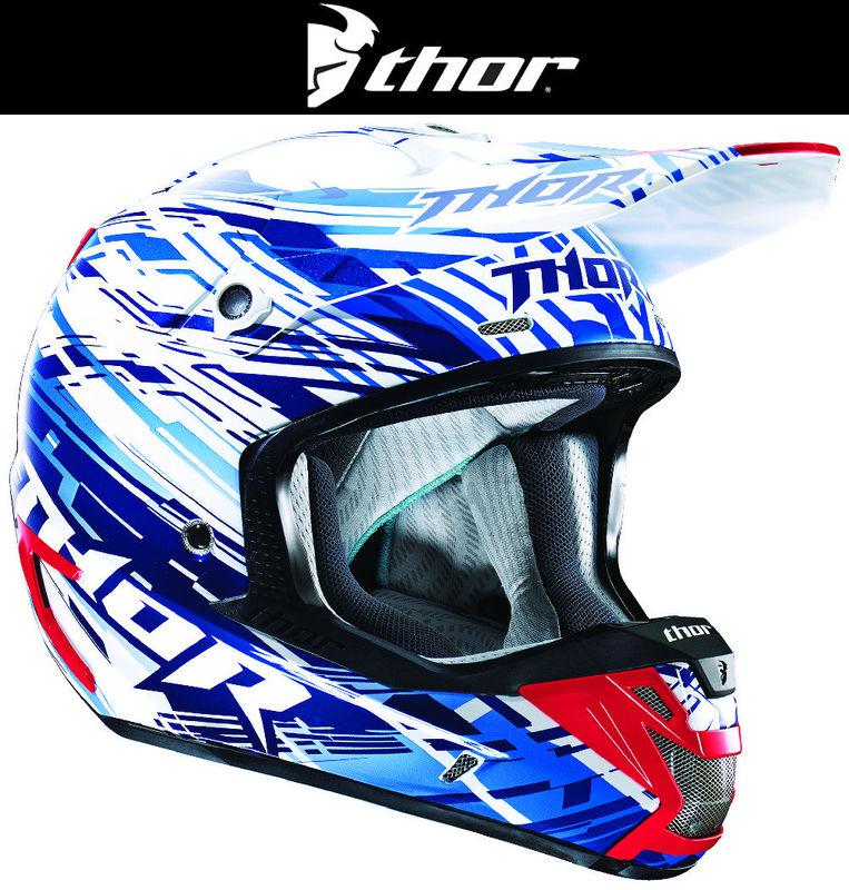 Thor verge twist blue white dirt bike helmet motocross mx atv 2014