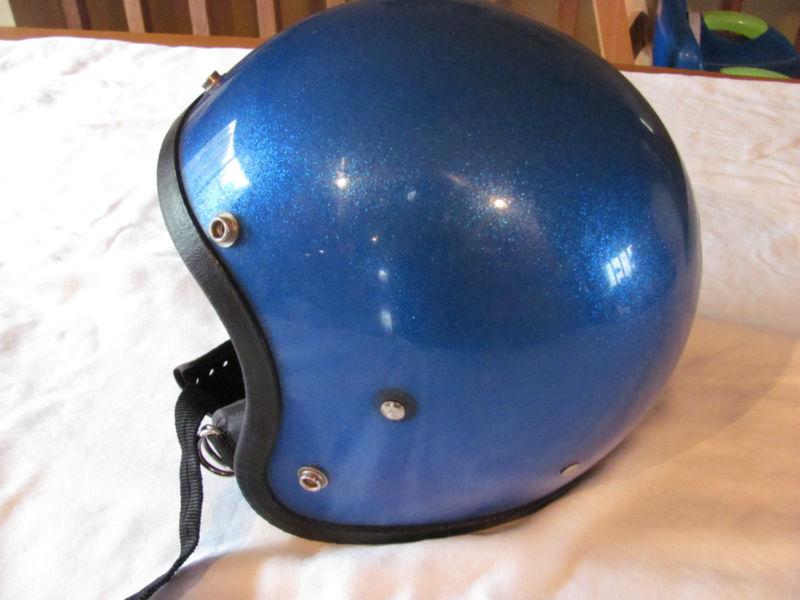 Vintage lsi-4150 blue metal flake helmet w/chin guard - size m