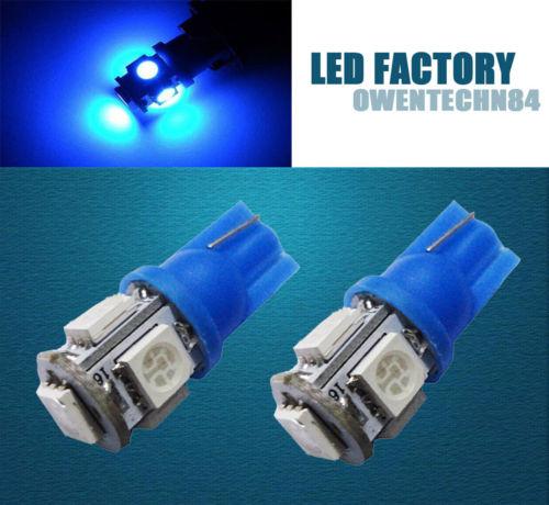 Ob 2x blue wedge 5-smd led front sidemarker lamp bulbs t10 656 194 w5w 168 #ob19