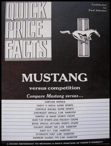 1964 1965 mustang original sales brochure, quick facts