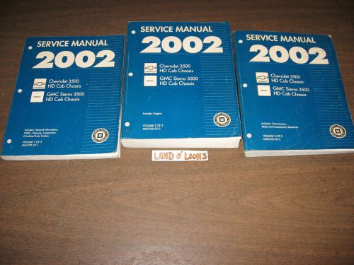 2002 chevrolet/gmc sierra 3500/hd pickup truck shop/service manual set3 verynice