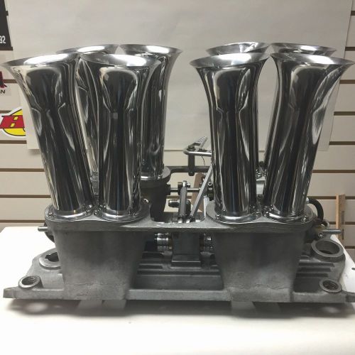 Hilborn reconditioned  sb chevy  manifold, tilted stacks .  2-3/16&#034; alcohol-