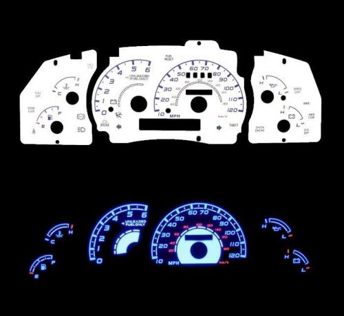 1995-01 ford ranger explorer reverse glow blue el indiglo white gauges tach rpm