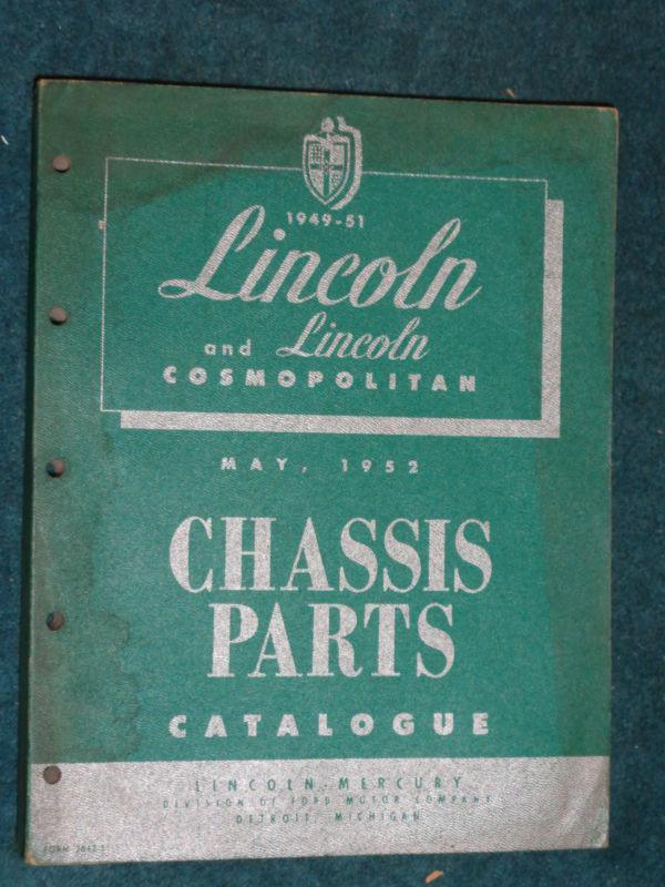 1949-1951 lincoln chassis parts catalog original book 1950