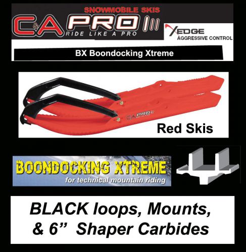 Yamaha c&amp;a pro bx boondocking red skis, mounts, &amp; 6&#034; shaper carbides