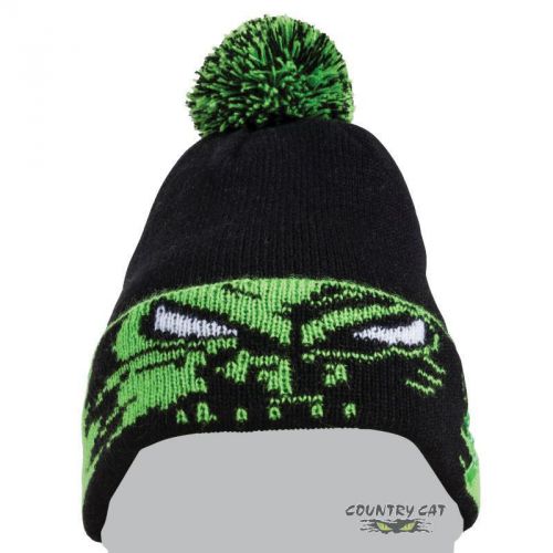 Arctic cat team arctic eyes winter beanie hat with pom – black &amp; lime – 5263-047