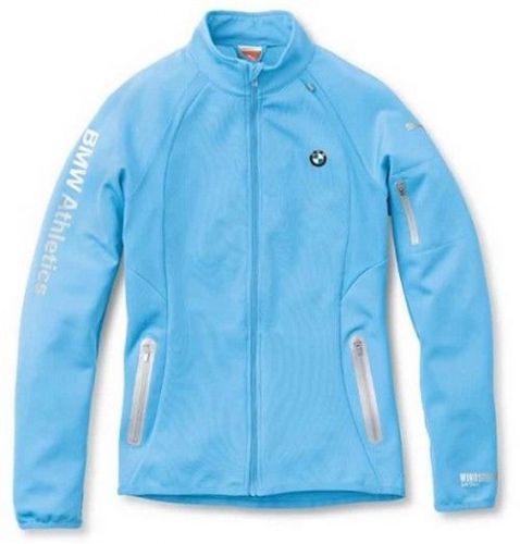 Bmw genuine logo ladies&#039; athletics softshell jacket / light blue m medium