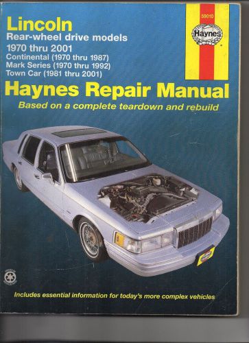 Haynes  lincoln rwd (rear-wheel drive) repair manual, no.59010, 1970 - 2001