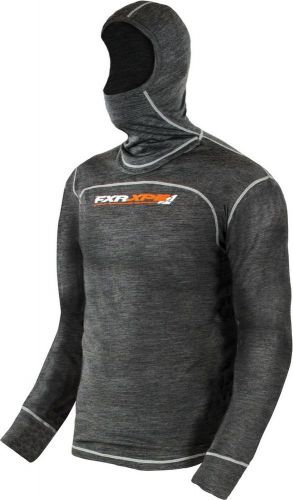 Fxr vapour mens 50% merino balaclava long sleeve base layer shirt top  gray