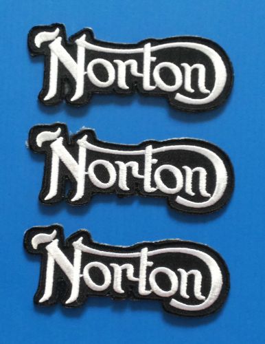 3 lot norton motorcycle 3.5 &#034; embrodered iron or sewn patches w/ free shipping