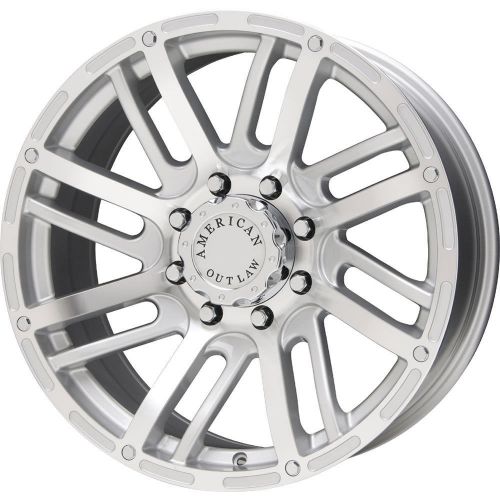 16x8 silver american outlaw spur 6x4.5 -6 rims open country mt lt245/75r16