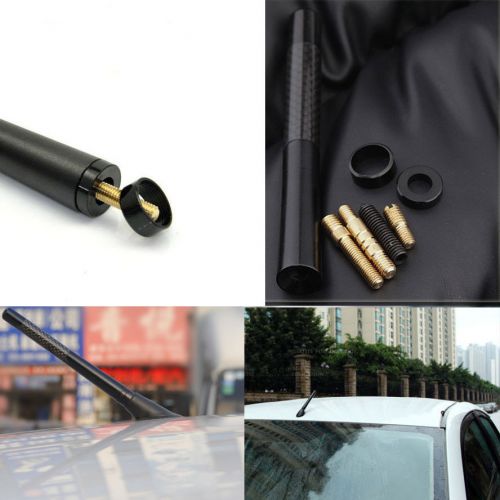 Black 4.7&#034; 120mm carbon fiber short am/fm antenna aluminum screw replacement car
