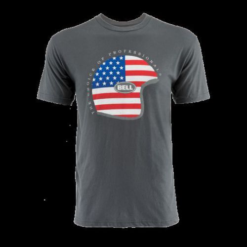 Bell men&#039;s cap&#039;n america red white blue helmet logo grey short sleeve t-shirt